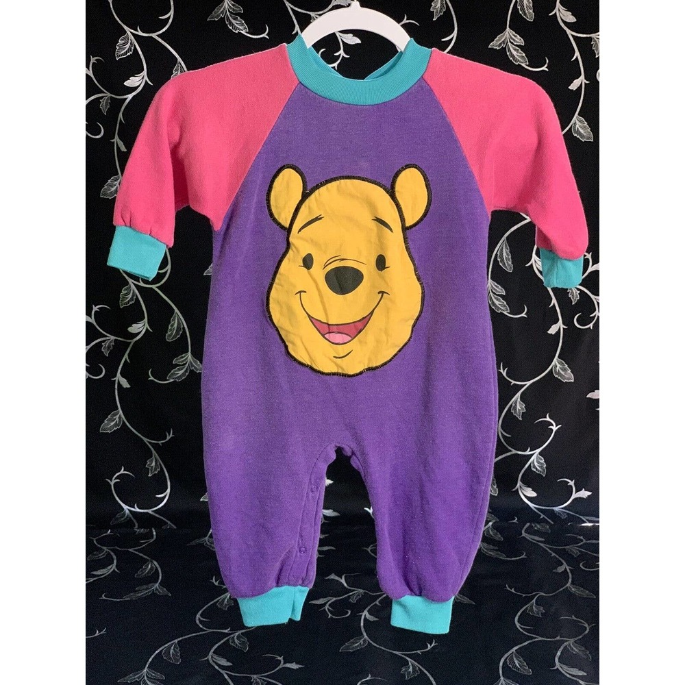 Vintage Disney Winnie The Pooh Fleece One Piece Pajamas 24 Months